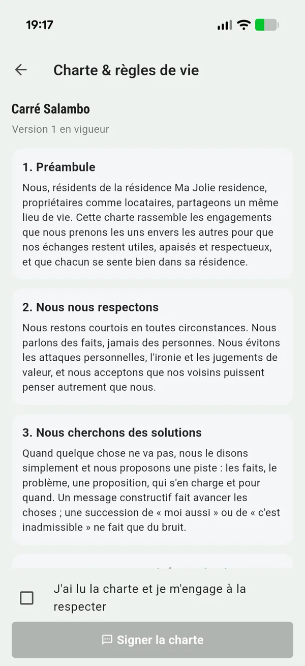 Charte de la résidence